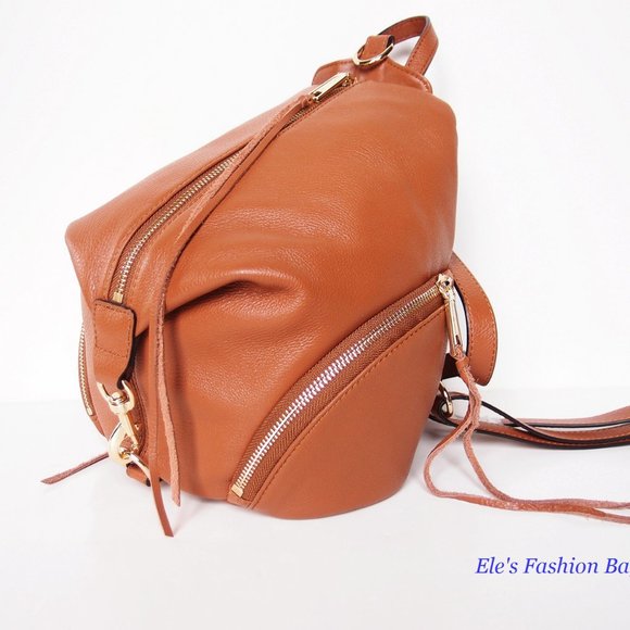 NWT Rebecca Minkoff Julian Medium Backpack Caramello Brown AUTHENTIC - Picture 10 of 13
